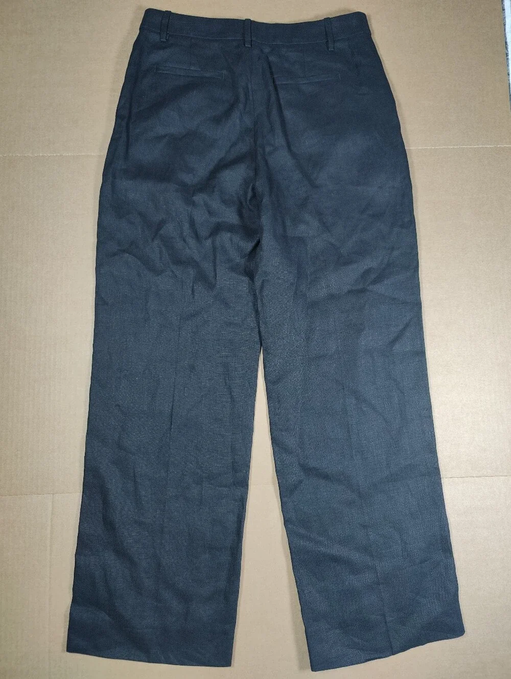 NWT Banana Republic Black 100% Linen Wide Leg Double Pleated Pants Sz 6 (32W30L)